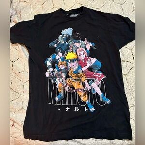 Black Graphic T-Shirt with Naruto Design